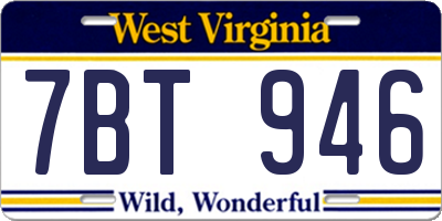 WV license plate 7BT946