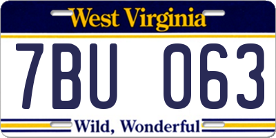 WV license plate 7BU063