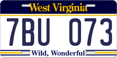 WV license plate 7BU073