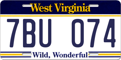 WV license plate 7BU074