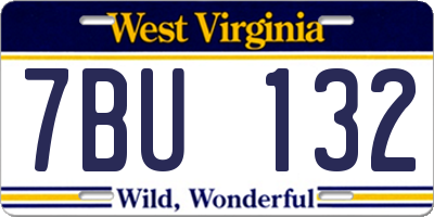 WV license plate 7BU132