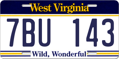 WV license plate 7BU143