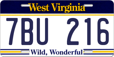 WV license plate 7BU216