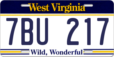 WV license plate 7BU217