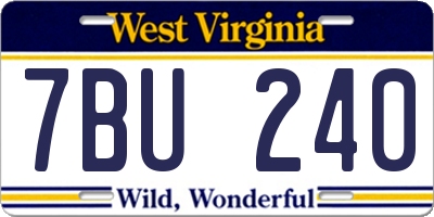 WV license plate 7BU240