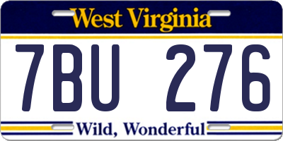WV license plate 7BU276