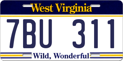 WV license plate 7BU311