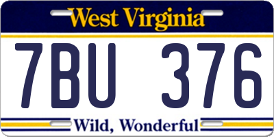 WV license plate 7BU376