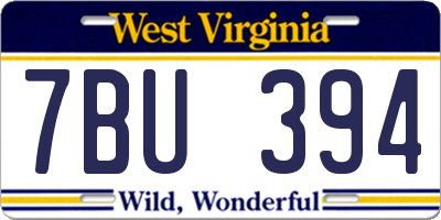 WV license plate 7BU394