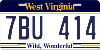 WV license plate 7BU414