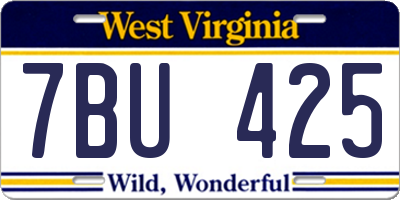 WV license plate 7BU425