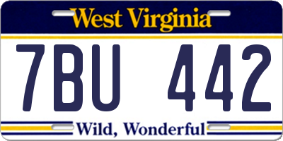 WV license plate 7BU442