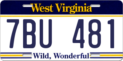 WV license plate 7BU481
