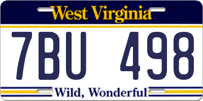 WV license plate 7BU498