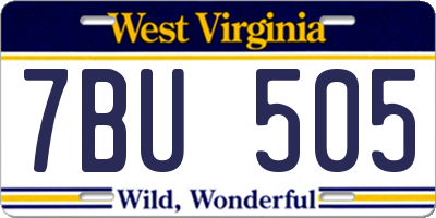 WV license plate 7BU505