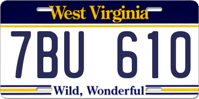 WV license plate 7BU610