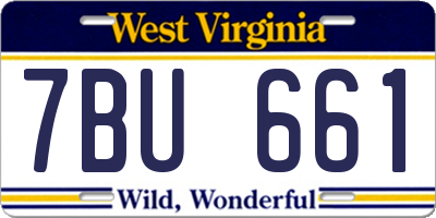 WV license plate 7BU661