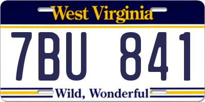 WV license plate 7BU841