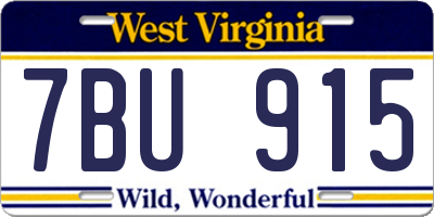 WV license plate 7BU915