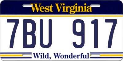 WV license plate 7BU917