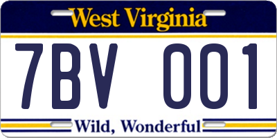 WV license plate 7BV001