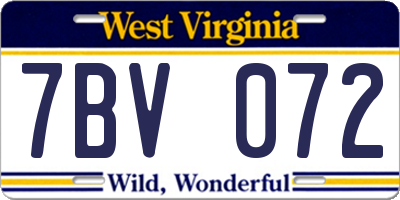 WV license plate 7BV072
