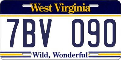 WV license plate 7BV090