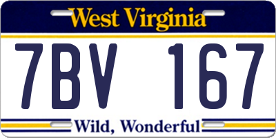 WV license plate 7BV167