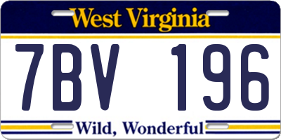 WV license plate 7BV196