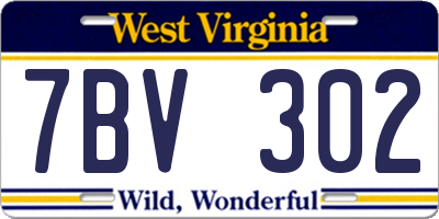 WV license plate 7BV302