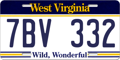 WV license plate 7BV332