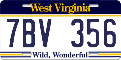 WV license plate 7BV356