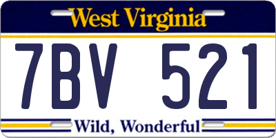 WV license plate 7BV521