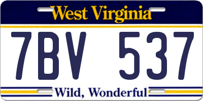 WV license plate 7BV537