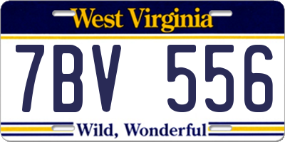 WV license plate 7BV556