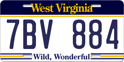 WV license plate 7BV884