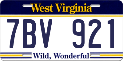 WV license plate 7BV921