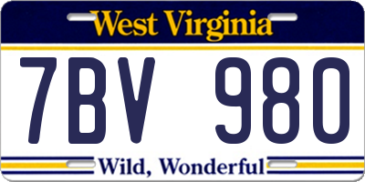 WV license plate 7BV980