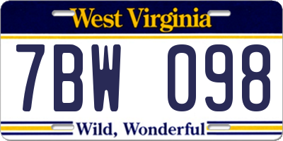 WV license plate 7BW098