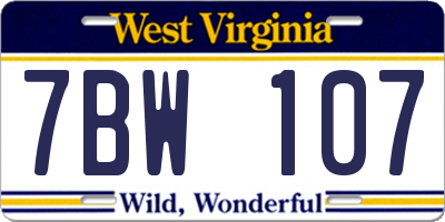 WV license plate 7BW107