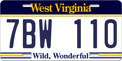 WV license plate 7BW110