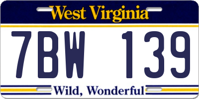 WV license plate 7BW139