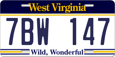 WV license plate 7BW147