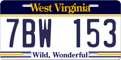 WV license plate 7BW153
