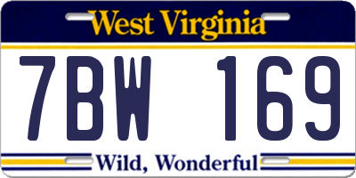 WV license plate 7BW169