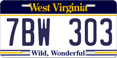 WV license plate 7BW303