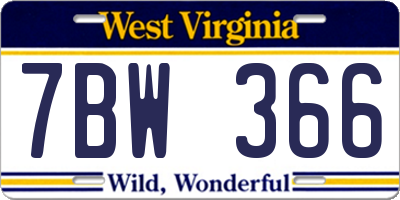WV license plate 7BW366
