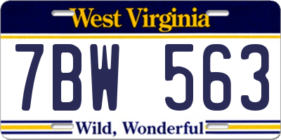 WV license plate 7BW563