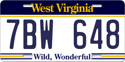 WV license plate 7BW648