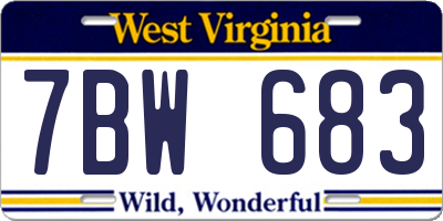 WV license plate 7BW683
